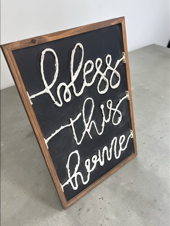 Handcrafted 'Bless This Home' Rope Word Wall Art - Black & White - Picture 5 of 12